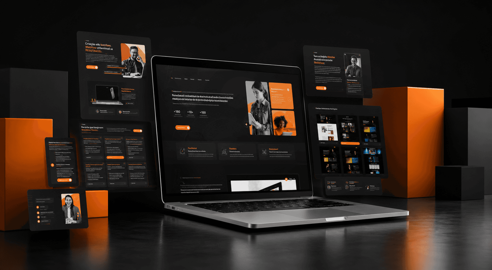 Mockup de notebook com interface de produto digital