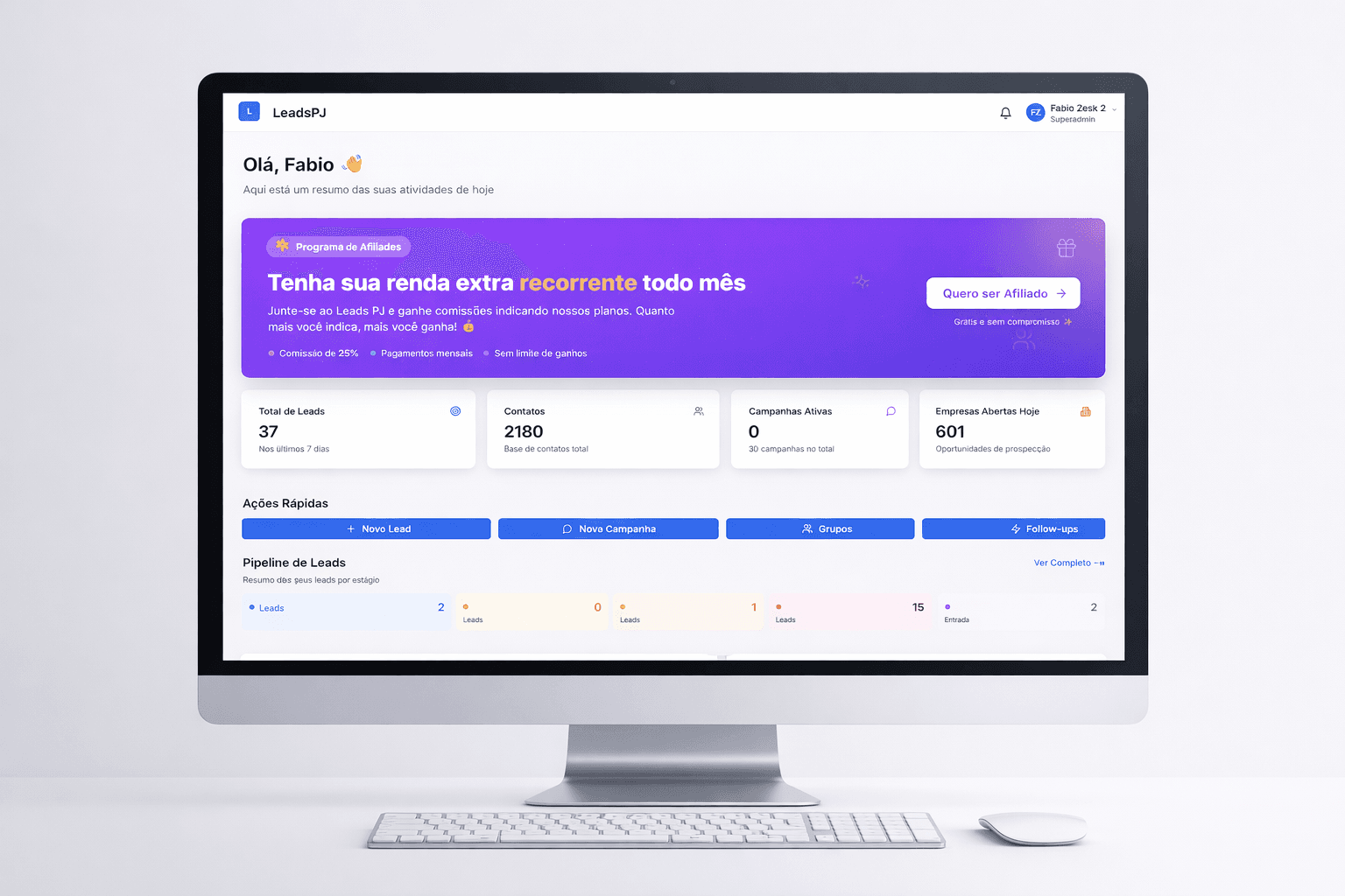 Leads PJ - Plataforma de CRM para WhatsApp com lista de empresas